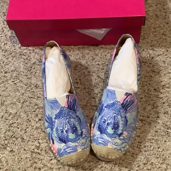Lilly Pulitzer Shoes - Lilly Pulitzer Saltwater Blue and Pink Marlo Espadrilles, 8.5M